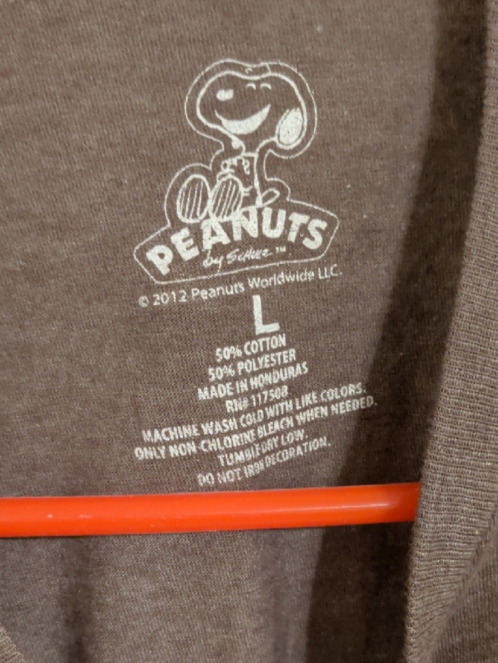 Peanuts Brown T-Shirt with White Snoopy Print - Picture 2 of 3
